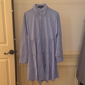 Tuckernuck Pommander Place Button-Front Blue & White Striped Shirt Dress